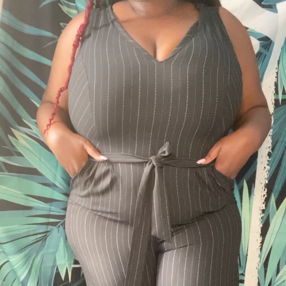 Black and White stripped Jumpsuit